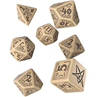 Los mejores  - Q Workshop Call of Cthulhu RPG Beige &amp- Black Ornamented Dice Set 7 Polyhedral Pieces
